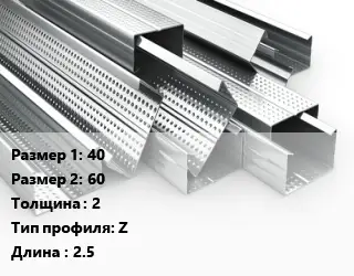 Гнутый профиль 40х60 s=2 Z L=2.5